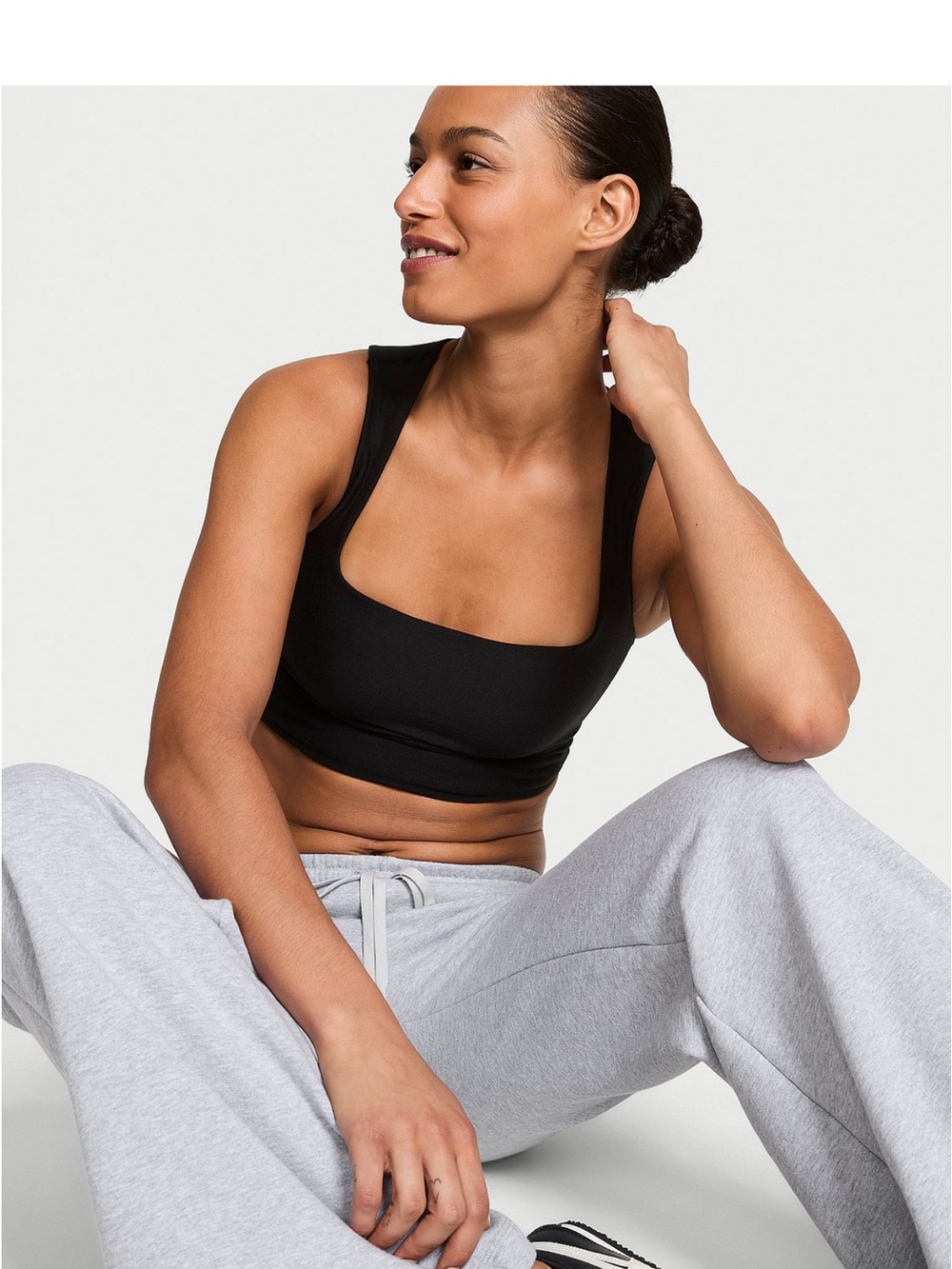 Victoria's Secret Black Square-Neck Sports Bralette
